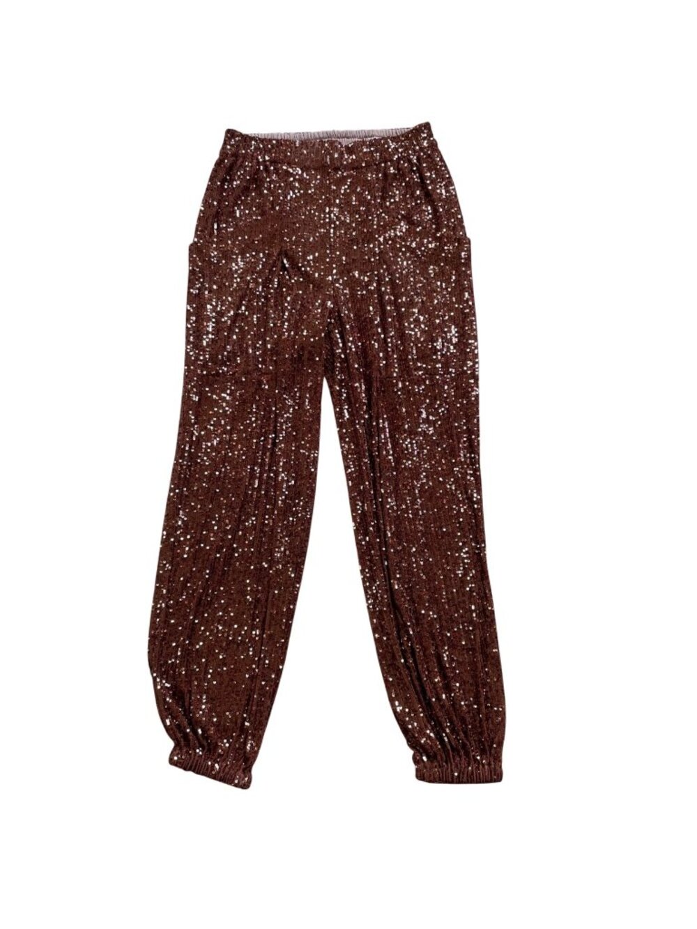 Free People Morelia Bronze Metallic Night Moves Sequin Jogger Pant XS Party